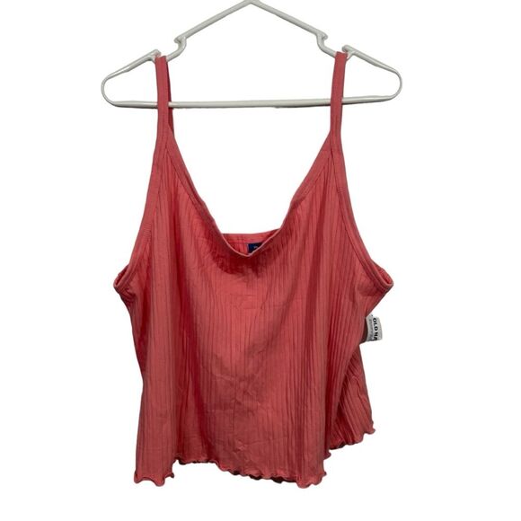 NWT Old Navy Plus Size Coral Ribbed Cropped Tank Top - Picture 1 of 5